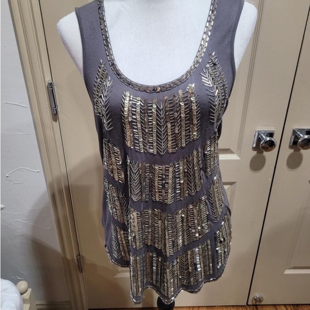 Deletta by Anthropologie Mega Beaded Tank Size Medium